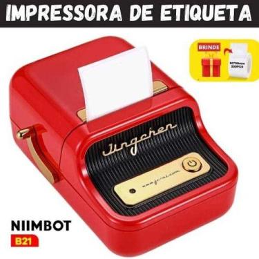 Imagem de Impressora Etiquetas Térmica Niimbot B21 + 1 Rolo, Vermelho