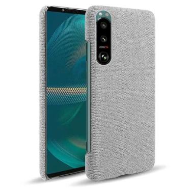 Imagem de Capa para Sony Xperia 5 III,Capa desenhada em lona,Case Protetora Ultrafina com Empunhadura Macia,Design em Tecido Antichoque e Antiarranhões-Light gray