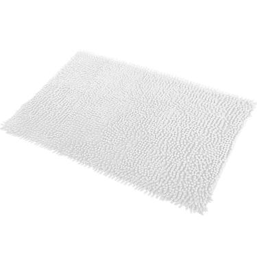 Imagem de Tapete Banheiro Bolinha Microfibra Antiderrapante Branco
