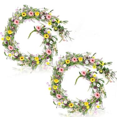 Imagem de Guirlandas de flores silvestres de 1,8 m para primavera, verão, não murcha, guirlandas florais para manto, ambientes internos e externos, arco de casamento, varanda, decoração de casa de fazenda (2