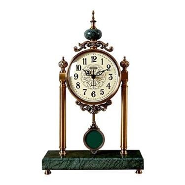 Imagem de Relógio de mesa estilo europeu para sala de estar relógio de mesa giratório modelo decoração de quarto ornamentos relógios americanos relógios de mesa grandes (cor: A, tamanho: 29 * 46 cm)
