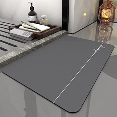 Imagem de Tapete De Banho De Chuveiro Diatomita Antiderrapante Secagem Rápida Super Absorvente Anti Mofo Para Banheiro Interno Ou Acessório De Cozinha Extra Grande Lavável Maravilha, Modern Gray, 70x50cm