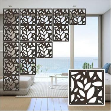 Imagem de Divisor De Sala Suspenso, Tela De Painel De Divisórias De Madeira De Plástico Leve De Madeira Perfurada De 5 Mm De Espessura, Tela De Decoração De Salão à Prova D'água, 3 Cores, Black, 20pcs