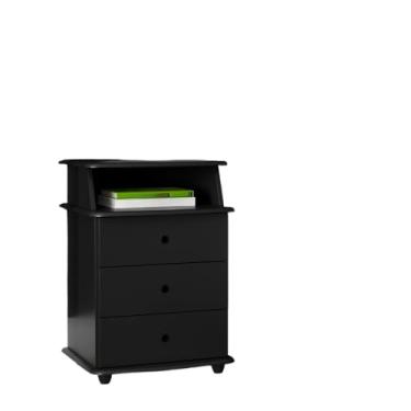 Imagem de Mesa de cabeceira Quarto luxo com 3 gavetas (Preto)