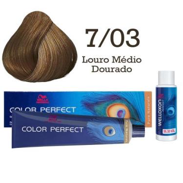 Imagem de Coloração Color Perfect 7/03 Louro Médio Dourado + Ox 30  Wella - Well