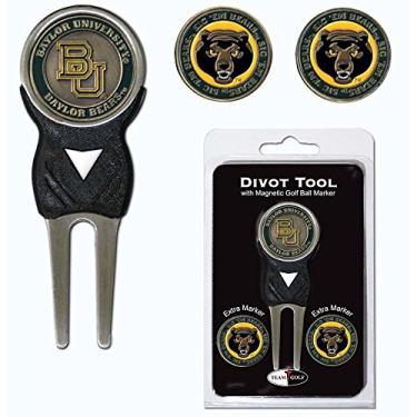 Imagem de Team Golf NCAA Baylor Bears Divot Tool com 3 marcadores de bola de golfe, os marcadores são esmaltes magnéticos dupla-face removíveis, cor multitime, tamanho único (46945)