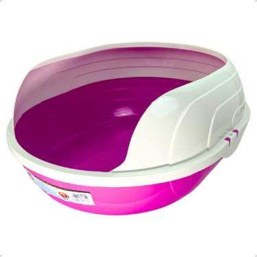 Imagem de Caixa de Areia Banheiro para Gatos Reforçada Sanitário Furba Sandbox Tamanho Slim e Grande(Prime Rosa)