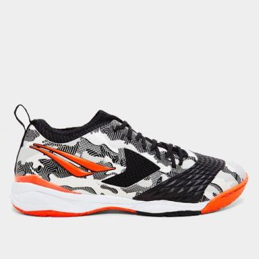 Imagem de Chuteira Futsal Penalty Max 1000 Ecoknit, Cinza, Laranja, 38
