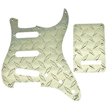 Imagem de KAISH Placa de diamante premium com 11 furos ST/Strat SSS Pickguard placa de alumínio com tampa traseira Tremolo Trem para FD Stratocaster ouro americano/mexicano