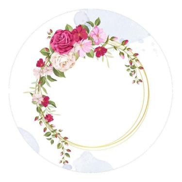 Imagem de Painel Redondo Tecido Sublimado 3D Floral Frd-5896