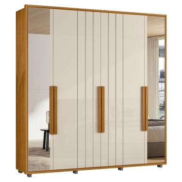 Imagem de Guarda Roupa Casal 230cm Com Espelho Barok Off/Cinamomo Z10 - Mpozenato