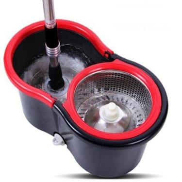 Imagem de Mop Esfregão Giratório de Limpeza Inox com Refil - Tesla Store, Preto