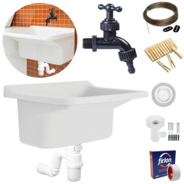 Imagem de Tanque Lavanderia 34L Branco + Sifão Copo Universal - Astra