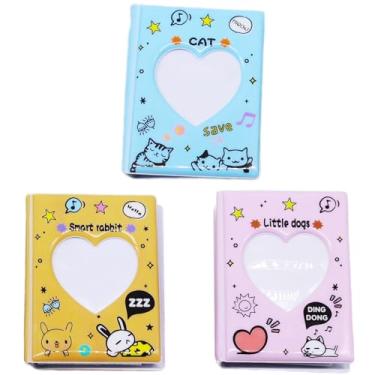 Imagem de Halyuhn Álbum De Fotos Com Fichário, Miniálbum 2X3, Adequado Para Câmeras Fujifilm Instax, Instantâneas Polaroid Snap E Social Matic, Capa Design Em Formato Coração, 32 Bolsos, Pacote 3