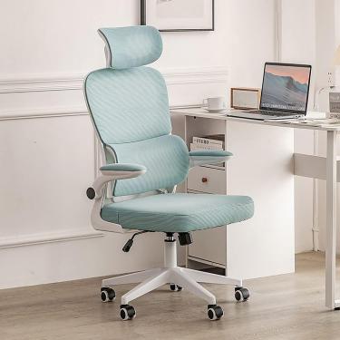 Imagem de Cadeira de escritório em casa com rodas e apoio às costas, cadeiras de mesa de malha de msh alta