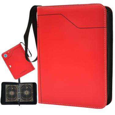 Imagem de Hipoocok Pasta Para Cartões Jumbo Com 80 Bolsos Guardar Documentos Grandes E 4 10 Capas Removíveis, Alça De Pulso Troca Itens Esportivos, Porta-Álbum Zíper Colecionadores (Gg 50 + G 50, Vermelho)