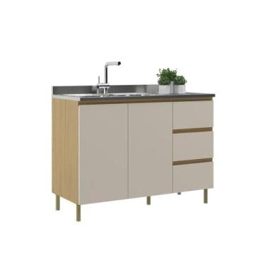 Imagem de Balcão De Pia Móveis Sul 5550 Florença 2 Portas 3 Gavetas 120cm Sem Ta