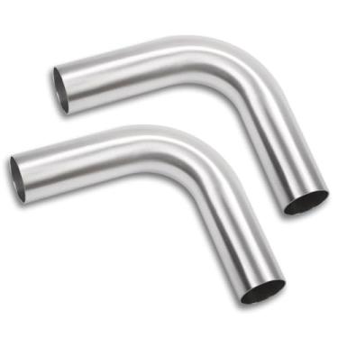 Imagem de Podavelle Cotovelo De 90 Graus, 1,75" 45 Mm Diâmetro Externo, Tubo Admissão Ar Alumínio, Raio 1,5D, Acabamento Escovado, Pacote Com 2