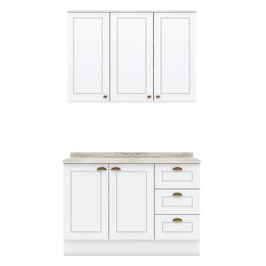 Imagem de Cozinha Americana 2 Peças Branco Com Tampo Calcare - Móveis Henn Branco