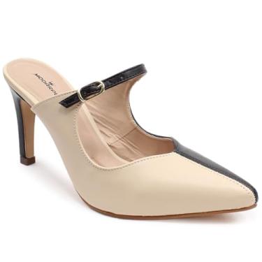 Imagem de Scarpin Mule Modarpe Salto Alto Confortável Moderno S17 (Bege Preto, BR, Adulto, Numérico, 39)