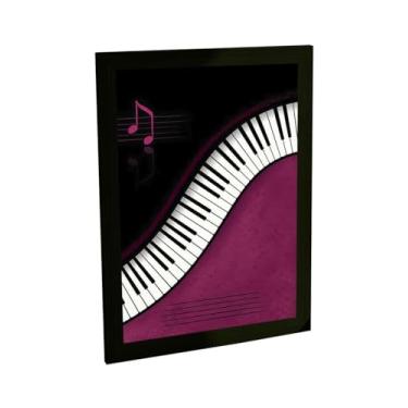 Imagem de Quadro Decorativo Piano Teclado Ilustração Preto Rosa