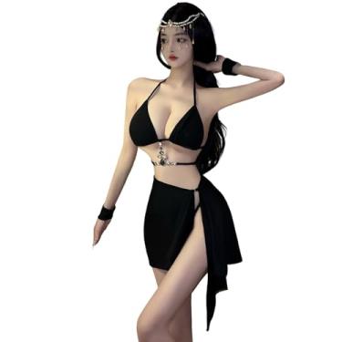 Imagem de QNCLO Biquíni feminino cosplay biquíni anime japonês praia lingerie, preto, tamanho único