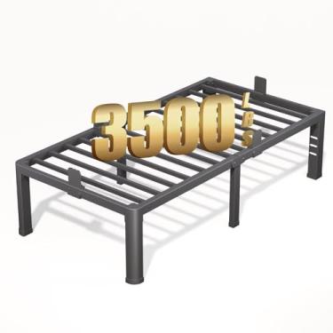 Imagem de FUIOBYVV Estrutura de cama de solteiro de 45,7 cm com canto arredondado e orifício de cabeceira retentores de colchão de 1,587 kg de metal resistente, suporte sem necessidade de mola de caixa
