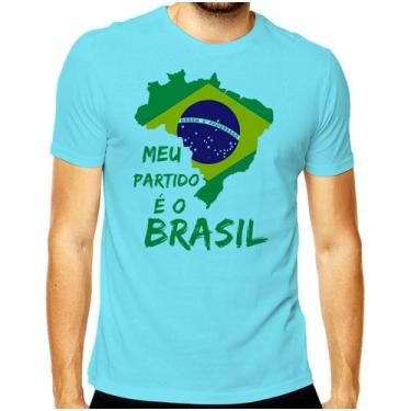 Imagem de Camiseta Meu Partido é o Brasil - Viva o Brasil - Propria, Azul bebê, 