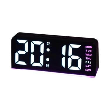 Imagem de Despertador Digital LED Com Luz Noturna, Visor De Hora E Temperatura, 