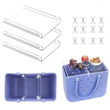 Imagem de LUVCOSY Pacote com 3 bandejas de acrílico para sacola GG Bogg Beach – bandeja divisória e mesa multifuncional, acessórios duráveis com fácil instalação
