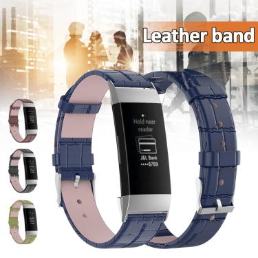 Imagem de Smartwatch substituir couro B e pulseira para Fitbit Charge 3 pulseira pulseira acessórios pulseira padrão de bambu