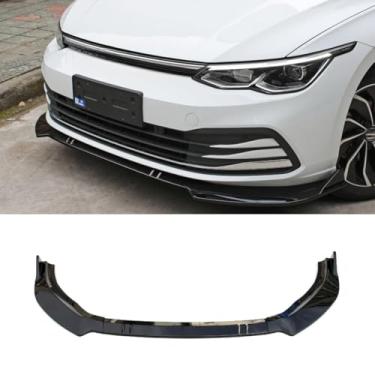 Imagem de Lábio do para-choque dianteiro do carro compatível com 8ª geração Golf PRO 2021 divisor dianteiro difusor spoiler corpo kit acessórios para carro (preto brilhante)