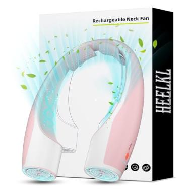 Imagem de Heelkl Ventilador de pescoço AI, ventilador pessoal portátil ajustável de 4 velocidades, recarregável, bateria de 4000 mAh, ventilador vestível de resfriamento mais rápido, ultra silencioso para casa