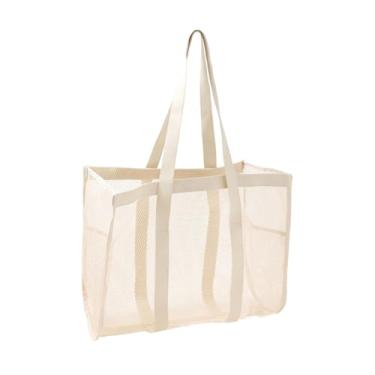 Imagem de Bothyi Bolsa de banho de malha organizadora para banho de secagem rápida 14,57 x 11,81 x 6,69 polegadas cesta pendurada bolsa de higiene pessoal portátil, Branco