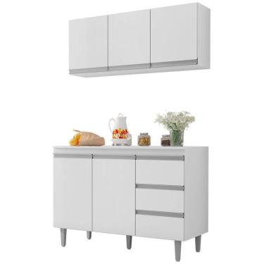 Imagem de Kit Armário Aéreo e Balcão de pia sem Tampo 120 cm Adriana