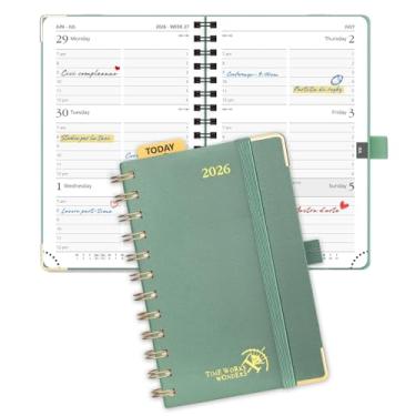 Imagem de POPRUN Agenda 2026 (tamanho de bolso 10 x 16,25 cm, capa dura com fio) calendário semanal e mensal (janeiro de 2026 a dezembro de 2026) agenda pequena com horários horários, para bolsa, 100 g/m²