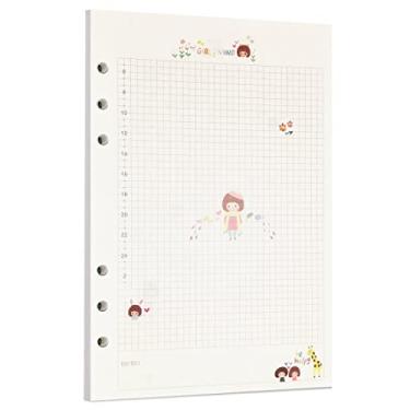 Imagem de Zelten 40 folhas, 80 páginas, papel perfurado colorido de folhas soltas para fichário de 6 furos, agenda pessoal, agenda, agenda recarregável (A5, diário de menina)