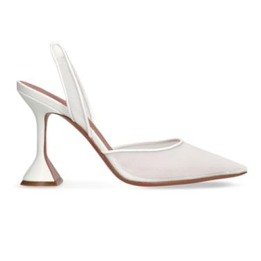 Imagem de Lhamo Latso Salto mule de malha slingback para mulheres com salto de 9,5 cm, Malha branca, 40