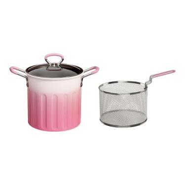 Imagem de Ioensy Frigideira com cesto para fritar, filtro de óleo, panelas práticas para cozinhar, tampa de vidro, panela pequena para batatas fritas, casa