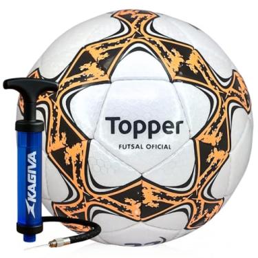 Imagem de Kit Bola Futsal Topper Slick 22 Tamanho Oficial Pvc Costurada Durável Resistente + Bomba De Ar Dupla Ação Para Quadra Salão Treinos Jogos Bombinha Profissional
