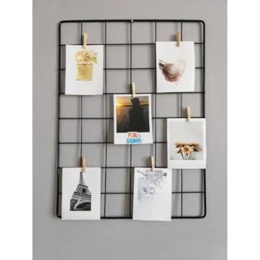 Imagem de Memory board Painel de Fotos Tela Aramada, 6 grampinhos(Preto,30x40)
