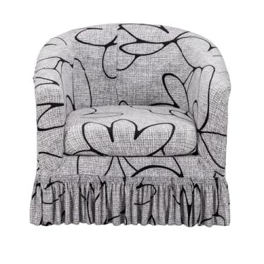 Imagem de CRFATOP Capa para cadeira de clube de 2 peças com saia estampada para poltrona de banheira com capa de almofada de assento, protetor de móveis redondo macio impresso para balcão de bar, sala de estar