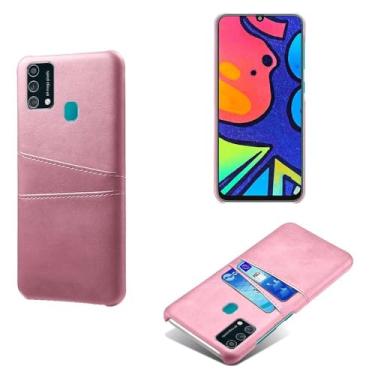 Imagem de Capas Compatível com Samsung Galaxy M21S,Caso de couro PU-Tampa de telefone a prova de choque com 2 slots de cartão,Proteção anti-impressão digital e anti-gota-Pink