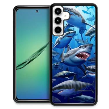 Imagem de TnXee Compatível com Samsung Galaxy A35, capa protetora antiderrapante e à prova de choque Shark Clan para mulheres/homens, borracha de silicone macia + capa traseira rígida de policarbonato