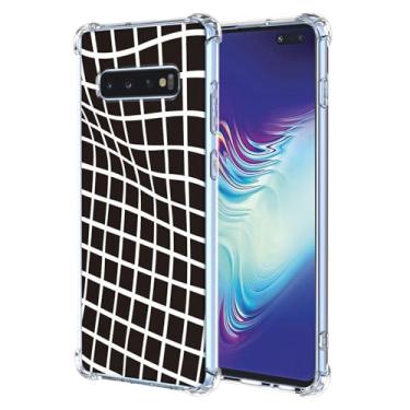 Imagem de JDYGWK Capa para Samsung S10 5G Galaxy S10 5G estampa floral transparente, silicone TPU macio, fina, à prova de choque, capa protetora antiarranhões para Samsung Galaxy S10 5G, preto e branco