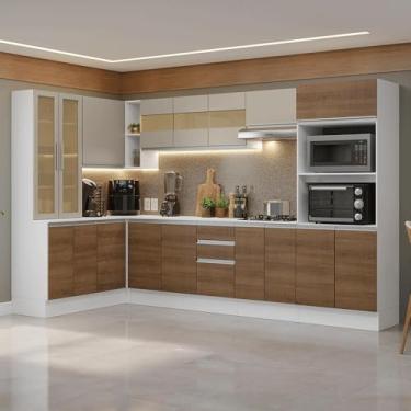 Imagem de Armário de Cozinha Completa de Canto 100% Mdf 447 cm Branco/rustic/crema Smart Madesa 02