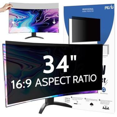 Imagem de Peslv Tela de privacidade de computador de 34 polegadas para monitor curvo 21:9, removível de 86.4 cm anti luz azul antireflexo, protetor de filtro de privacidade