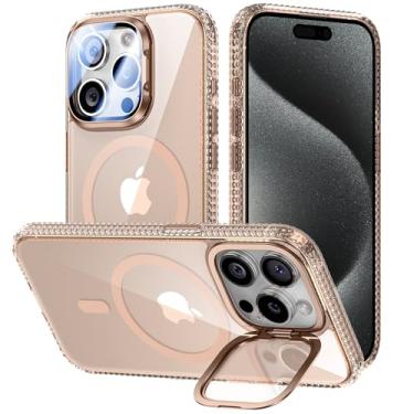 Imagem de VOFATA [Atualizado] Capa para iPhone 15 Pro com suporte de capa de câmera [apto para MagSafe] [Protetor de lente de câmera 9H] Capa de telefone magnética transparente com proteção Mil-Grade para