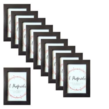 Imagem de Kit 10 Porta Retrato 10x15 Preto Liso Moldura 2cm - IMAGE GLASS