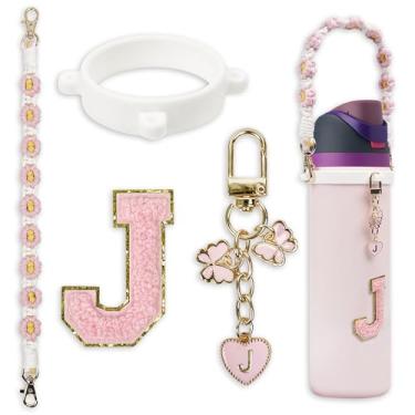 Imagem de Conjunto de pingentes de letras fofas compatível com garrafa de água Owala 680 g, 946 ml, 1,134 g, copo de café Owala Kids, Owala FreeSip – Inclui alça de alça, para acessórios Owala & Stanley Cup